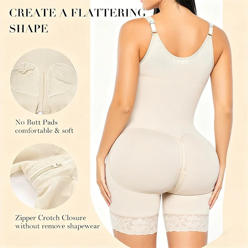 VELINA Fajas Colombianas Tummy Control Shaper Butt Lift Garment Zipped Front