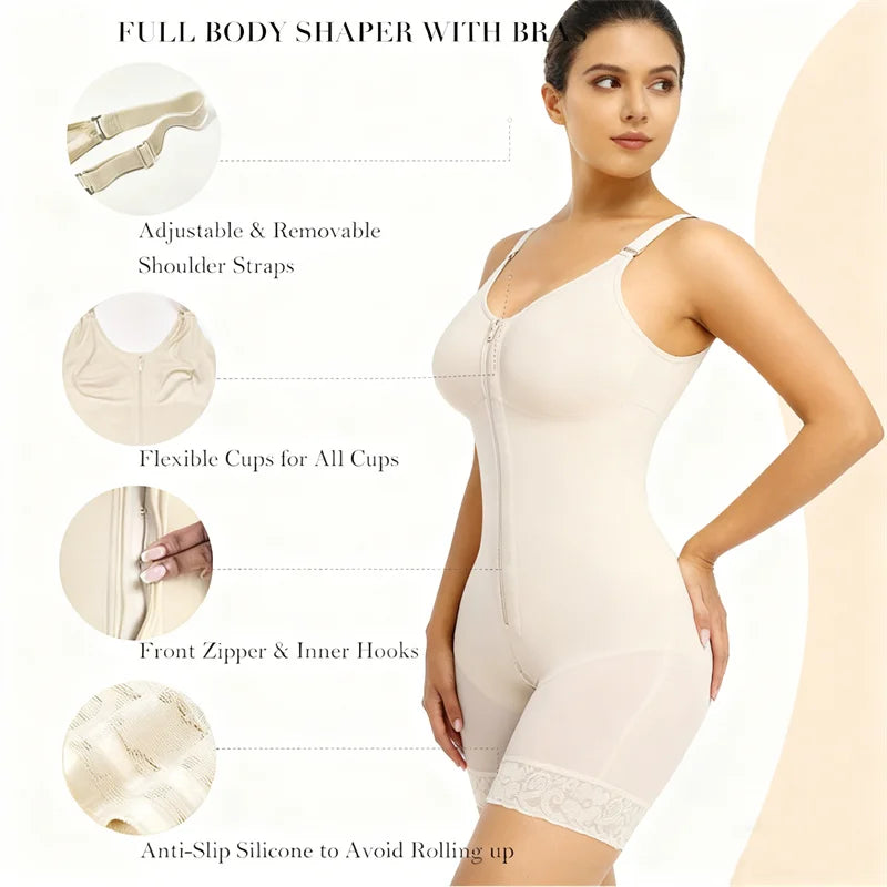 VELINA Fajas Colombianas Tummy Control Shaper Butt Lift Garment Zipped Front